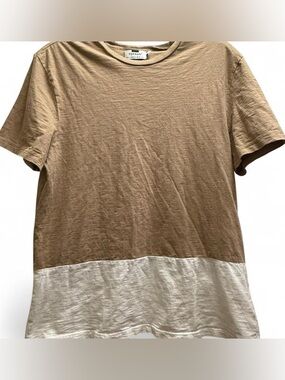 Topman Two-Tone Brown and Cream Short Sleeve Tee